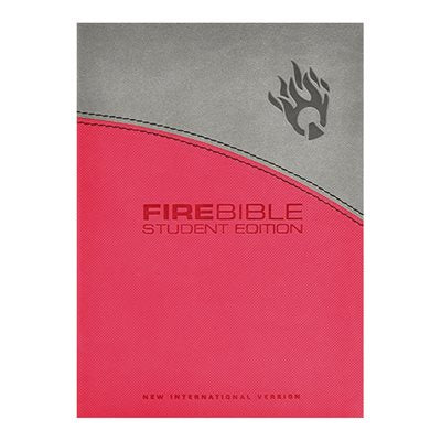 Fire Bible NIV -  New International Version - gray/pink flexisoft leather (student edition)